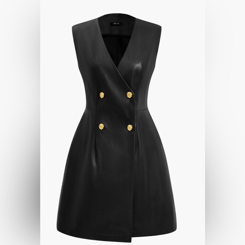 Black faux leather dress